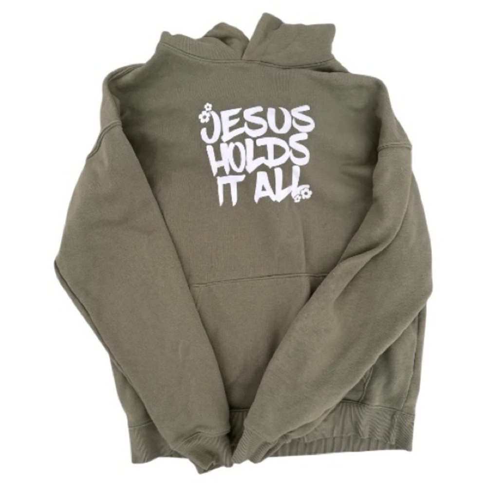 No Boundaries Olive Green Hoodie - Jesus Holds It All